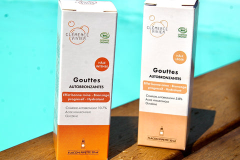 Gouttes autobronzantes | BIO | Clémence & Vivien | Hâle léger & hâle intense | 30mL