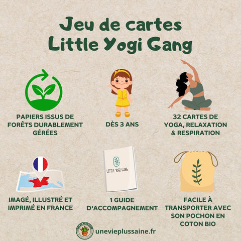 Jeu de cartes Yoga et Relaxation | 32 cartes | Postures de yoga | Affirmation positiveséducation enfantUneViePlusSaine