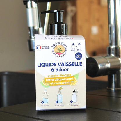 Kit de démarrage | Liquide vaisselle à diluer | Menthe citronnée | 1 sachet = 300mlsavon vaisselleUneViePlusSaine