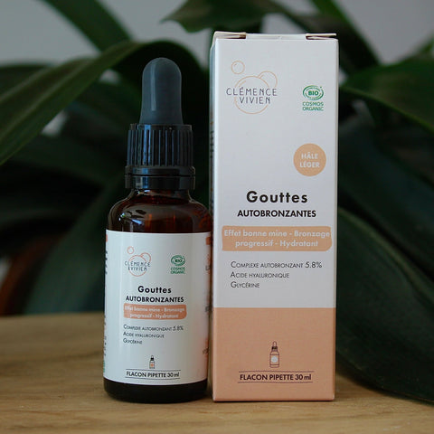 Gouttes autobronzantes | BIO | Clémence & Vivien | Hâle léger & hâle intense | 30mLSoins peauUneViePlusSaine